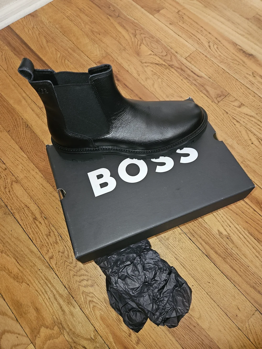 Boss Black Leather Chelsea Lug Boot